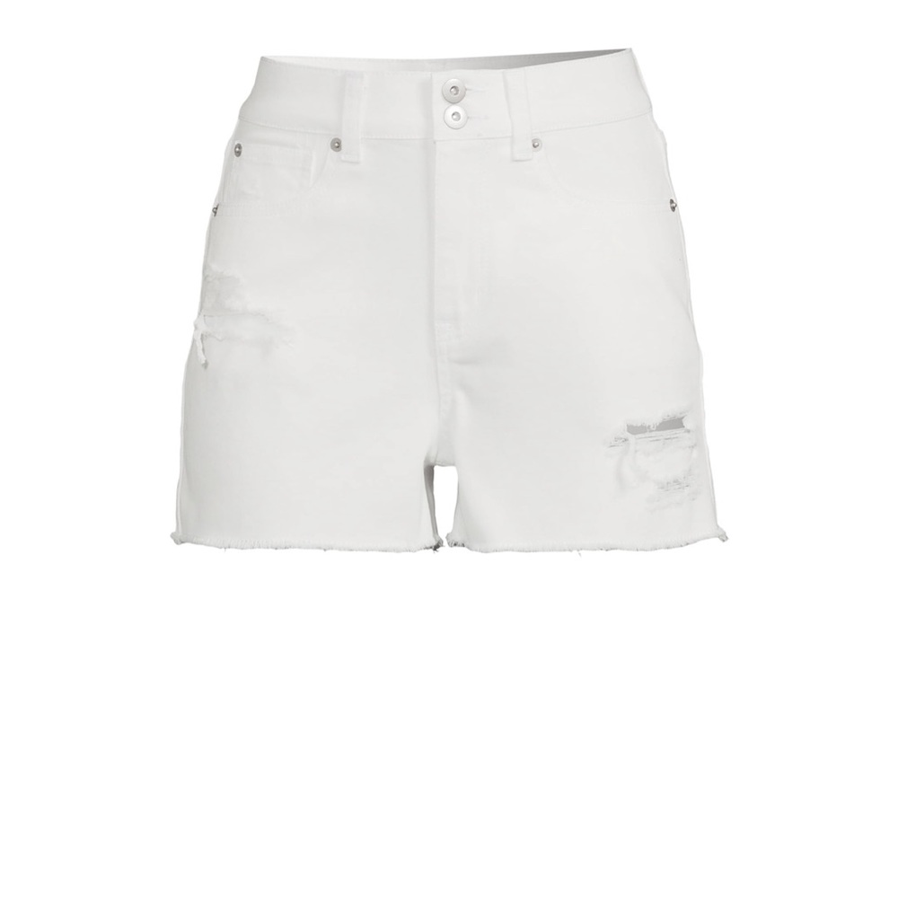 No Boundaries Juniors Destructed Denim Curvy Shorts Size 13